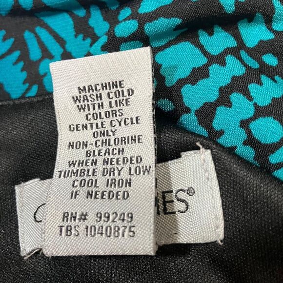 Catherine's Women’s 3X (26/28) Faux Wrap Tank Dress Teal Black SharkBite Hem - Picture 4 of 6